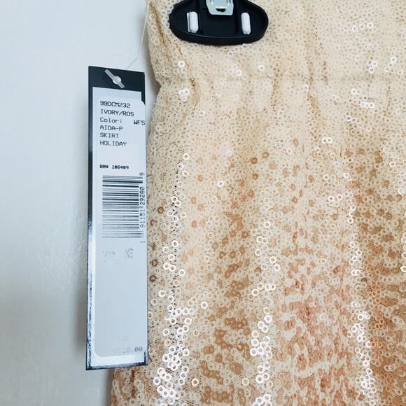 TAHARI Rose Gold Sequin Elastic Waist Straight Skirt XS Ombré Party NWT $118 - Picture 7 of 7